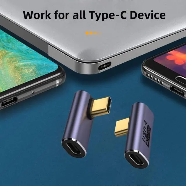 Alt view image 6 of 7 - USB C Male to Female Adapter,USB4 Type C Low Profile Right Angled 100W Power Data 8K Video Extension Connector Adapter