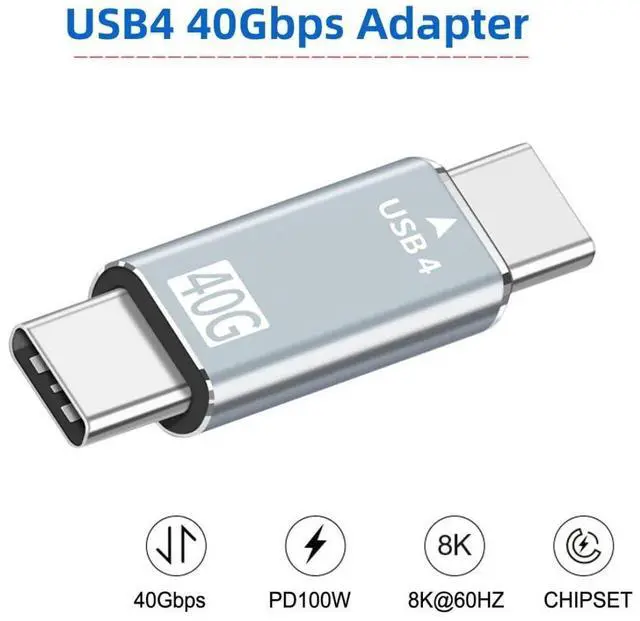 Alt view image 2 of 7 - USB C Male to Male Adapter,USB4 Type C 100W Power Data 8K Video Extension Connector Adapter