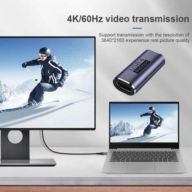 Alt view image 6 of 7 - USB C Female to Female Adapter,USB4 Type C 100W Power Data 8K Video Extension Connector Adapter