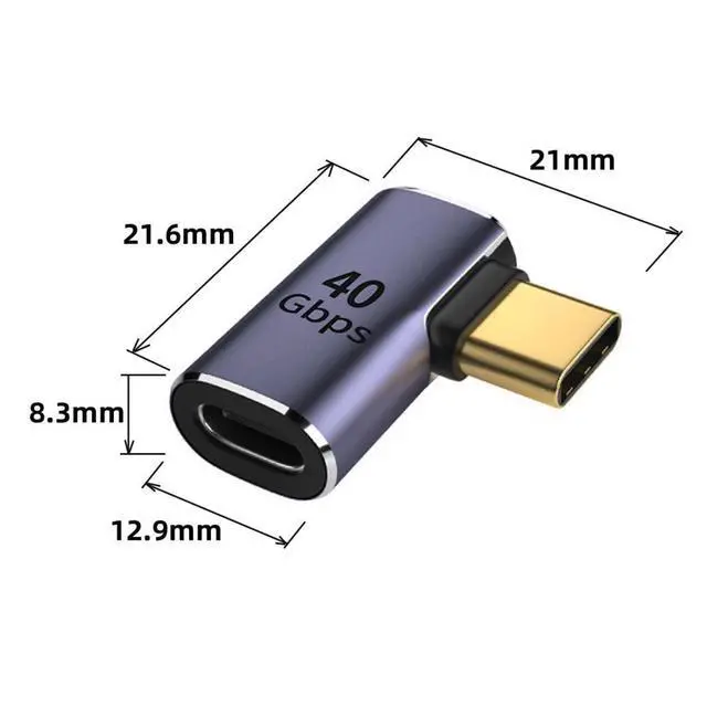 Alt view image 7 of 7 - USB C Male to Female Adapter,USB4 Type C 90 Degree Left Right Angled 100W Power Data 8K Video Extension Connector Adapter