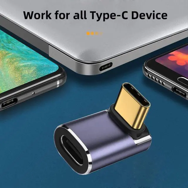 Alt view image 4 of 7 - CY USB C Male to Female Adapter,USB4 Type C 90 Degree UP Down Angled 100W Power Data 8K Video Extension Connector Adapter