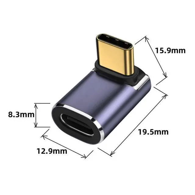 Alt view image 6 of 7 - CY USB C Male to Female Adapter,USB4 Type C 90 Degree UP Down Angled 100W Power Data 8K Video Extension Connector Adapter