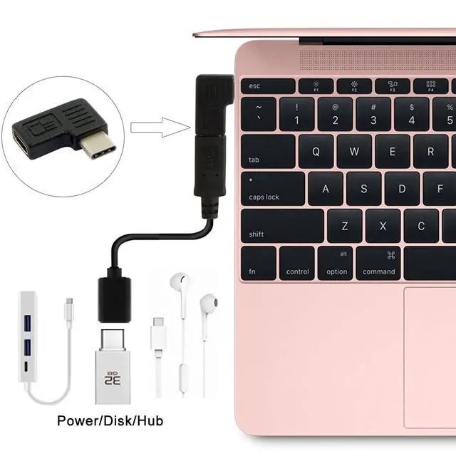 Alt view image 2 of 7 - USB C Connector,USB 3.1 Type-C Male to Female 90 Degree Left Right Angled Extension Adapter for Laptop & Tablet & Mobile Phone