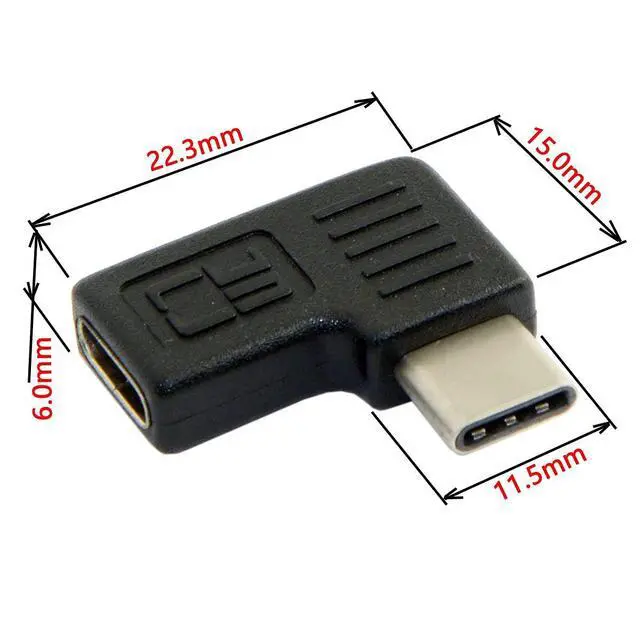 Alt view image 3 of 7 - USB C Connector,USB 3.1 Type-C Male to Female 90 Degree Left Right Angled Extension Adapter for Laptop & Tablet & Mobile Phone