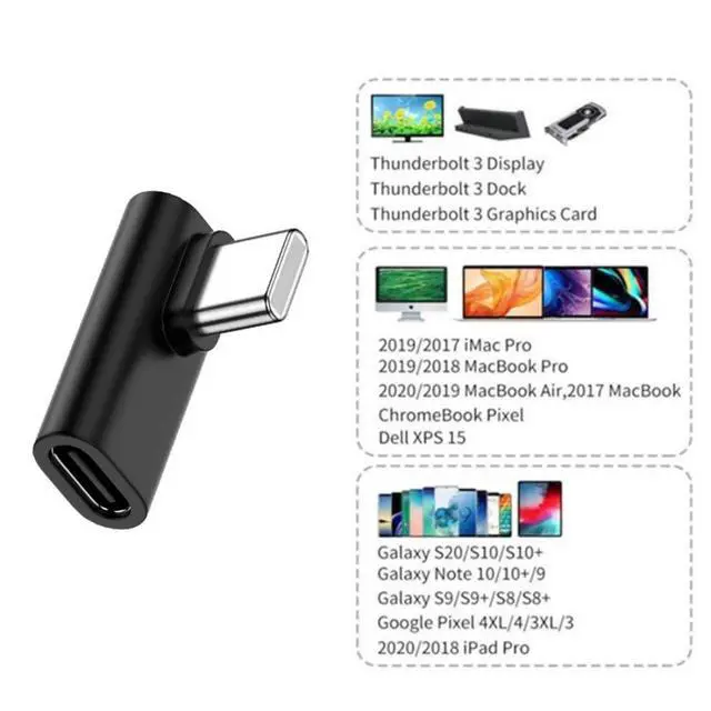 Alt view image 2 of 6 - USB 3.1 Type-C Male to Female Extension Adapter 90 Degree Angled for Laptop & Tablet & Phone