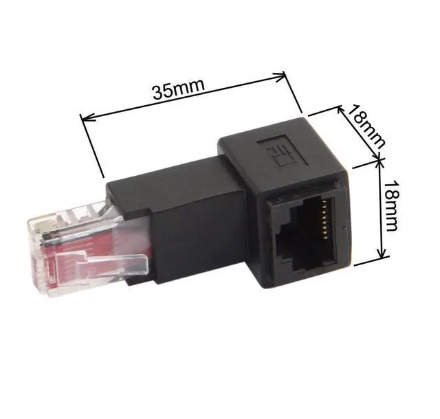 Alt view image 6 of 7 - RJ45 8P8C FTP STP UTP Cat 5e LAN Ethernet Network Extension Connector Adapter 90 Degree Down Angled