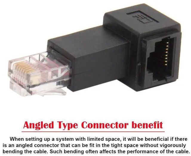 Alt view image 2 of 7 - RJ45 8P8C FTP STP UTP Cat 5e Lan Ethernet Network Extension Connector Adapter 90 Degree Left Angled