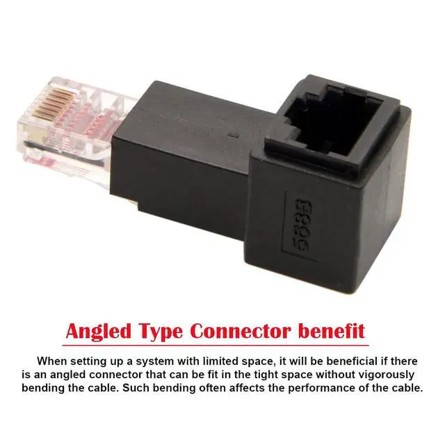 Alt view image 3 of 7 - RJ45 8P8C FTP STP UTP Cat 5e LAN Ethernet Network Extension Connector Adapter 90 Degree (Up Angled)