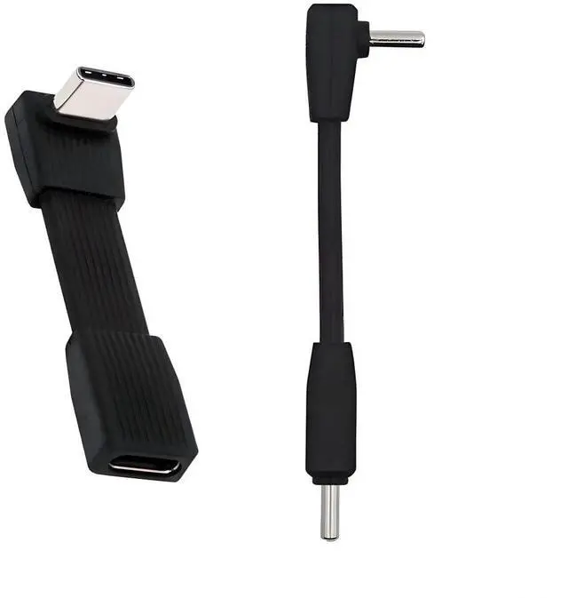 Main image of 2 Pack USB C Short Flat Cable,USB 4.0 Type C Male to Male/Female 90 Degree Angled 8K@60Hz 80Gbps Data Transfer,PD 240W Fast Charge Data Extension Cable 2.01/2.64 Inch Black