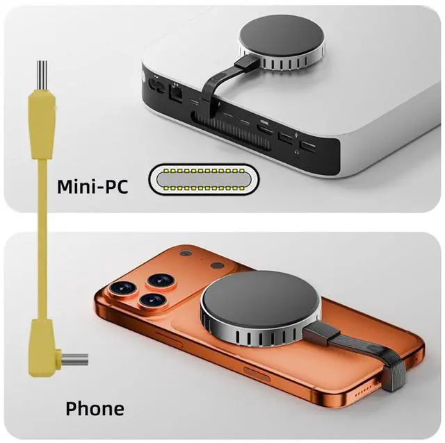 Alt view image 5 of 7 - 2 Pack USB C Short Flat Cable,USB 4.0 Type C Male to Male/Female 90 Degree Angled 8K@60Hz 80Gbps Data Transfer,PD 240W Fast Charge Data Extension Cable 2.01/2.64 Inch Yellow