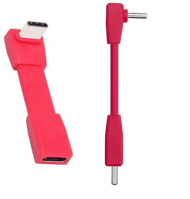 Main image of 2 Pack USB C Short Flat Cable,USB 4.0 Type C Male to Male/Female 90 Degree Angled 8K@60Hz 80Gbps Data Transfer,PD 240W Fast Charge Data Extension Cable 2.01/2.64 Inch Red