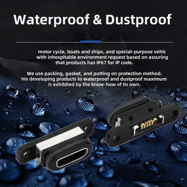 Alt view image 2 of 7 - 5 Pack Micro USB DIY Connector, USB 2.0 Micro B 5Pin Female Socket Port Repair Replacement Solder Adapter Waterproof & Dustproof with Panel Mount Screw Hole