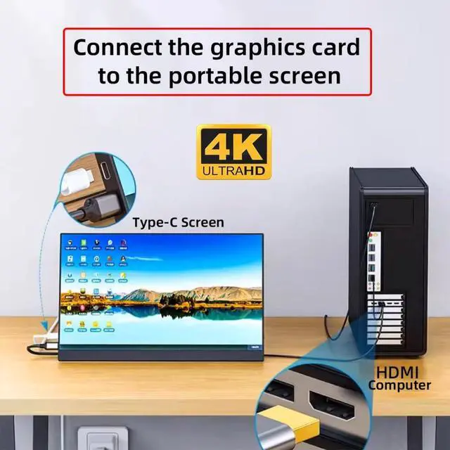 Alt view image 2 of 7 - HDMI to USB C Cable 4k@60hz with USB Power Supply Support Touch Display for Host Connected to Portable Screen/VR Glasses 6.56FT/2.0M