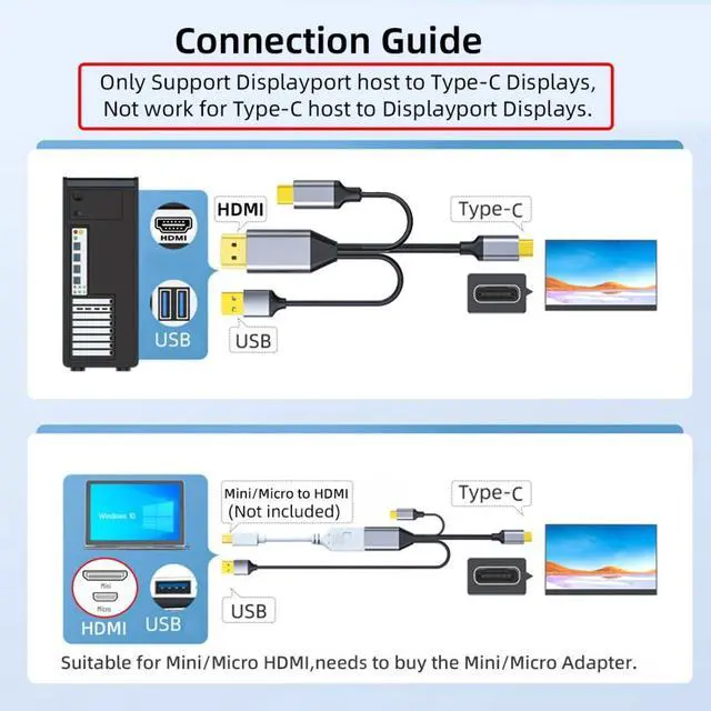 Alt view image 6 of 7 - HDMI to USB C Cable 4k@60hz with USB Power Supply Support Touch Display for Host Connected to Portable Screen/VR Glasses 6.56FT/2.0M
