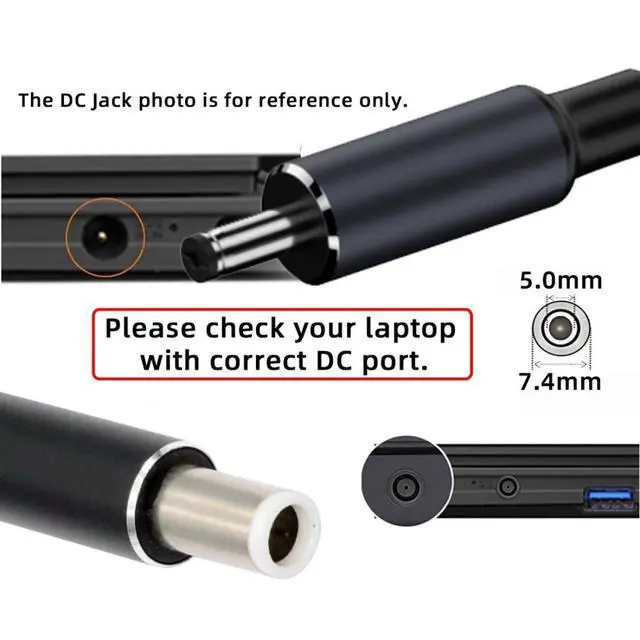 Alt view image 6 of 7 - Laptop Power Cable,USB C to DC 7.4x5.0MM DE PD 100W Fast Charging Nylon Braided Cable Compatible PD 65W 5.91FT/1.8M