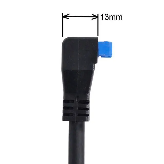 Alt view image 4 of 7 - USB 3.0 20Pin Motherboard to USB 3.0 Extension Data Cable for Front Panel Screw Mount Type 90 Degree Down Angled