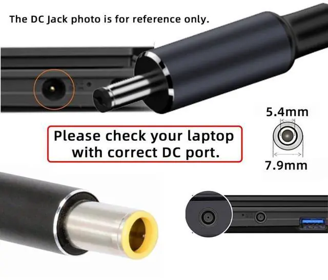 Alt view image 6 of 7 - Laptop Power Cable,USB C to DC 7.9x5.4MM PD 100W Fast Charging Nylon Braided Cable Compatible PD 65W 5.91FT/1.8M