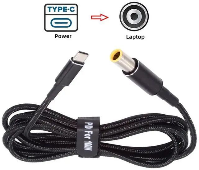 Alt view image 7 of 7 - Laptop Power Cable,USB C to DC 7.9x5.4MM PD 100W Fast Charging Nylon Braided Cable Compatible PD 65W 5.91FT/1.8M