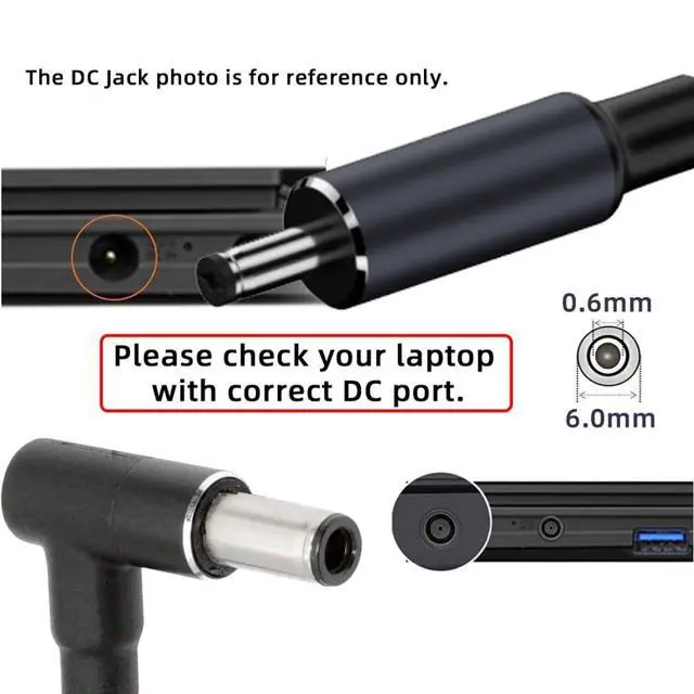 Alt view image 6 of 7 - Laptop Power Cable,USB C to DC 6.0x1.4MM PD 100W Fast Charging Nylon Braided Cable Compatible PD 65W 5.91FT/1.8M