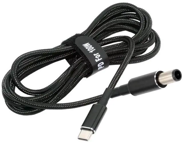 Main image of Laptop Power Cable,USB C to DC HP7.4x5.0MM PD 100W Fast Charging Nylon Braided Cable Compatible PD 65W 5.91FT/1.8M