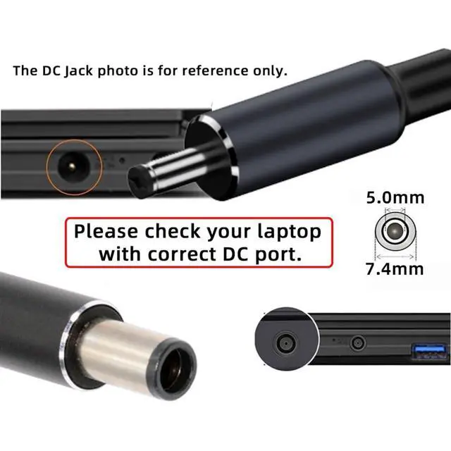Alt view image 5 of 7 - Laptop Power Cable,USB C to DC HP7.4x5.0MM PD 100W Fast Charging Nylon Braided Cable Compatible PD 65W 5.91FT/1.8M
