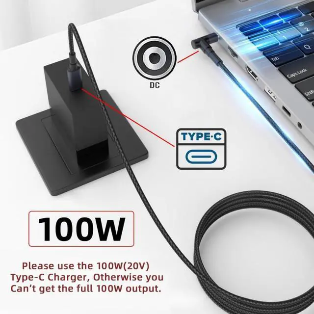 Alt view image 2 of 7 - Laptop Power Cable,USB C to DC HP4.5x3.0MM PD 100W Fast Charging Nylon Braided Cable Compatible PD 65W 5.91FT/1.8M