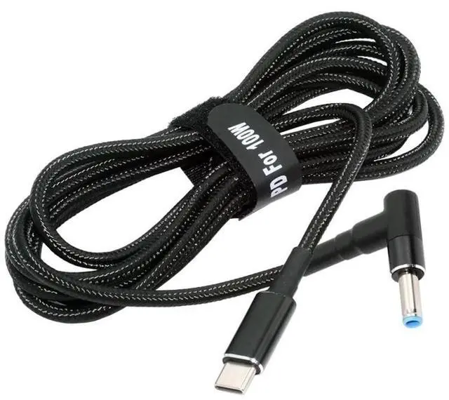 Main image of Laptop Power Cable,USB C to DC HP4.5x3.0MM PD 100W Fast Charging Nylon Braided Cable Compatible PD 65W 5.91FT/1.8M