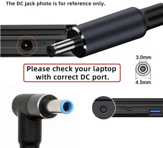 Alt view image 6 of 7 - Laptop Power Cable,USB C to DC HP4.5x3.0MM PD 100W Fast Charging Nylon Braided Cable Compatible PD 65W 5.91FT/1.8M
