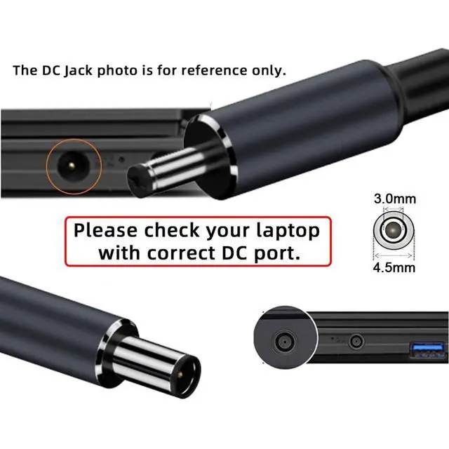 Alt view image 6 of 7 - Laptop Power Cable,USB C to DC DE4.5x3.0MM PD 100W Fast Charging Nylon Braided Cable Compatible PD 65W 5.91FT/1.8M