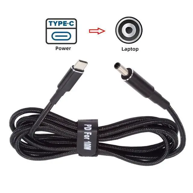 Alt view image 7 of 7 - Laptop Power Cable,USB C to DC DE4.5x3.0MM PD 100W Fast Charging Nylon Braided Cable Compatible PD 65W 5.91FT/1.8M