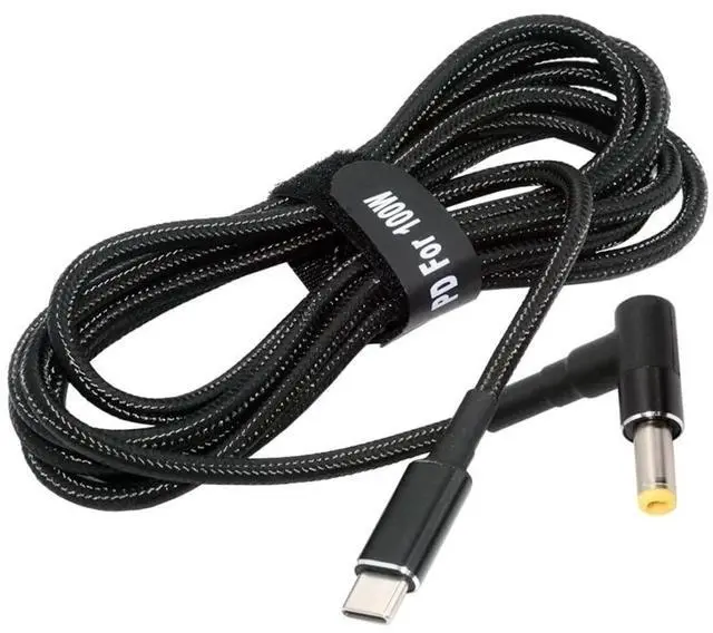Main image of Laptop Power Cable,USB C to DC 5.5x2.5MM PD 100W Fast Charging Nylon Braided Cable Compatible PD 65W 5.91FT/1.8M