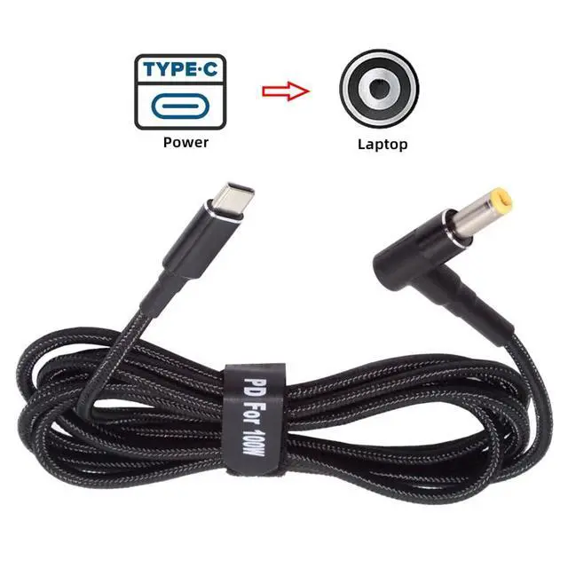 Alt view image 6 of 7 - Laptop Power Cable,USB C to DC 5.5x2.5MM PD 100W Fast Charging Nylon Braided Cable Compatible PD 65W 5.91FT/1.8M