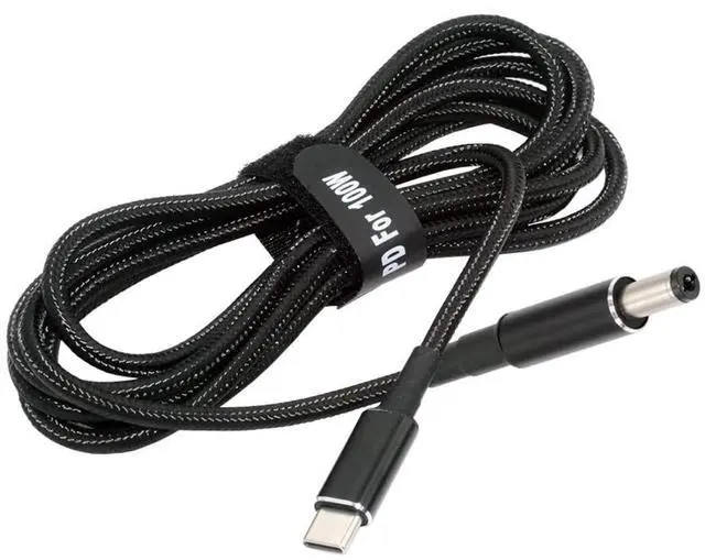 Main image of Laptop Power Cable,USB C to DC 5.5x2.1MM PD 100W Fast Charging Nylon Braided Cable Compatible PD 65W 5.91FT/1.8M