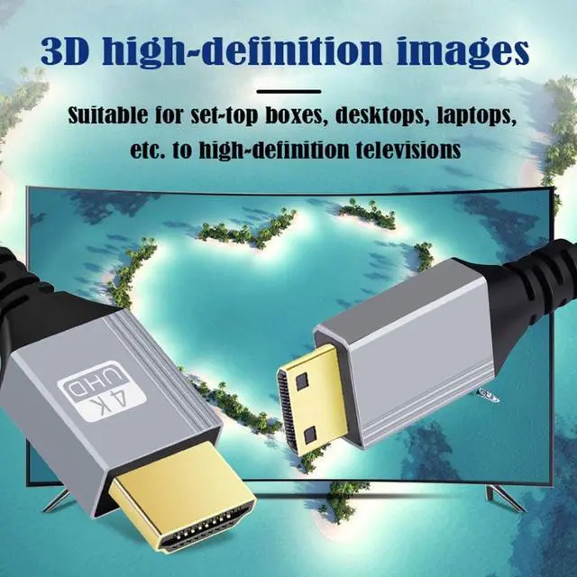 Alt view image 5 of 7 - HDMI 2.0 Cable,HDMI Male to Mini HDMI Male 4K@60Hz Ultra High-Speed Gold-Plated Nylon Braided Cable 6.56FT/2.0M for TV, Monitor, Computer