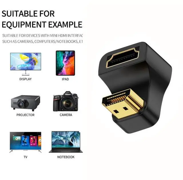 Alt view image 4 of 7 - 2 Pack HDMI Male to HDMI Female 8K@60Hz 4K@120Hz 180 Degree Angled Converter Connector Adapter