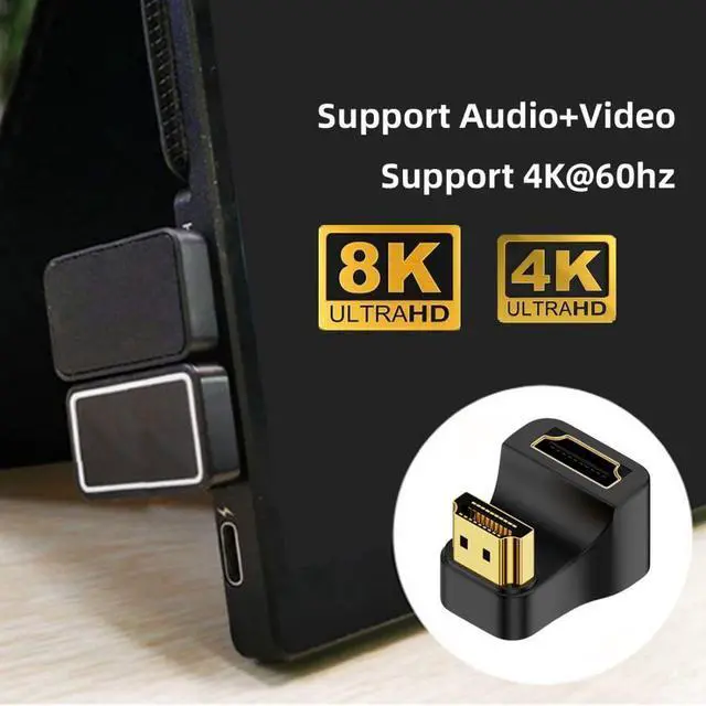 Alt view image 2 of 7 - 2 Pack HDMI Male to HDMI Female 8K@60Hz 4K@120Hz 180 Degree Angled Converter Connector Adapter