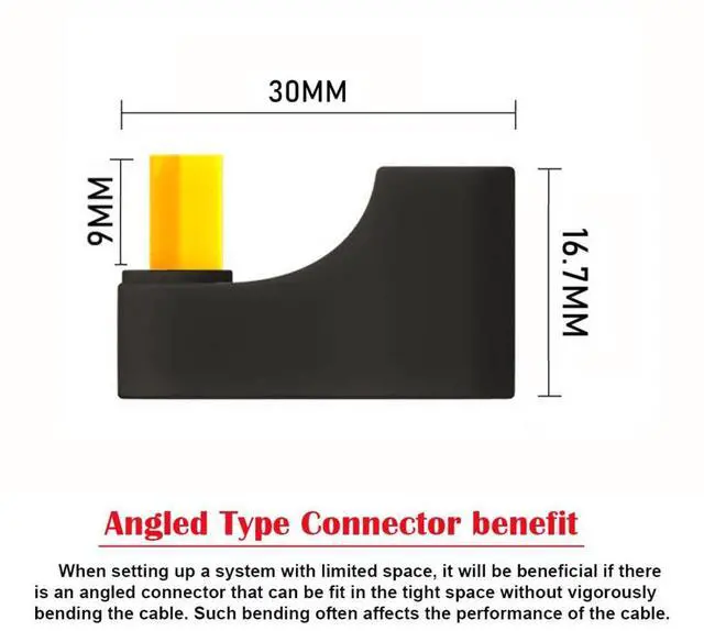 Alt view image 5 of 7 - HDMI Male to HDMI Female 8K@60Hz 4K@120Hz 180 Degree UP Angled Extension Adapter Converter Connector