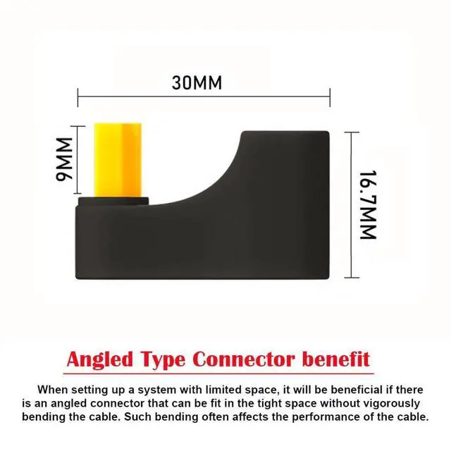 Alt view image 5 of 7 - HDMI Male to HDMI Female 8K@60Hz 4K@120Hz 180 Degree Down Angled Extension Adapter Converter Connector