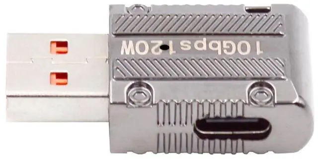 Main image of USB C to USB 3.0 Data 10Gbps Power 120W Connector Adapter Mecha Cyberpunk Style 90 Degree Right Angled Slim Type