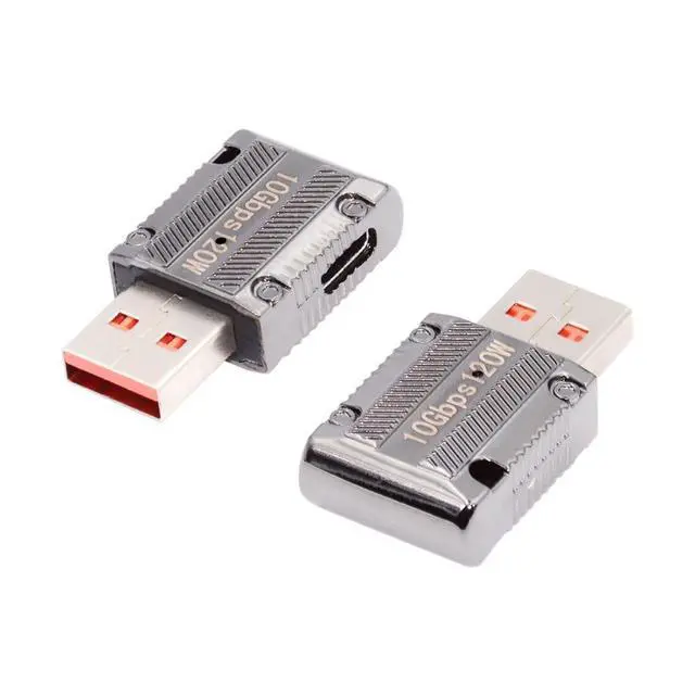 Alt view image 6 of 7 - USB C to USB 3.0 Data 10Gbps Power 120W Connector Adapter Mecha Cyberpunk Style 90 Degree Right Angled Slim Type