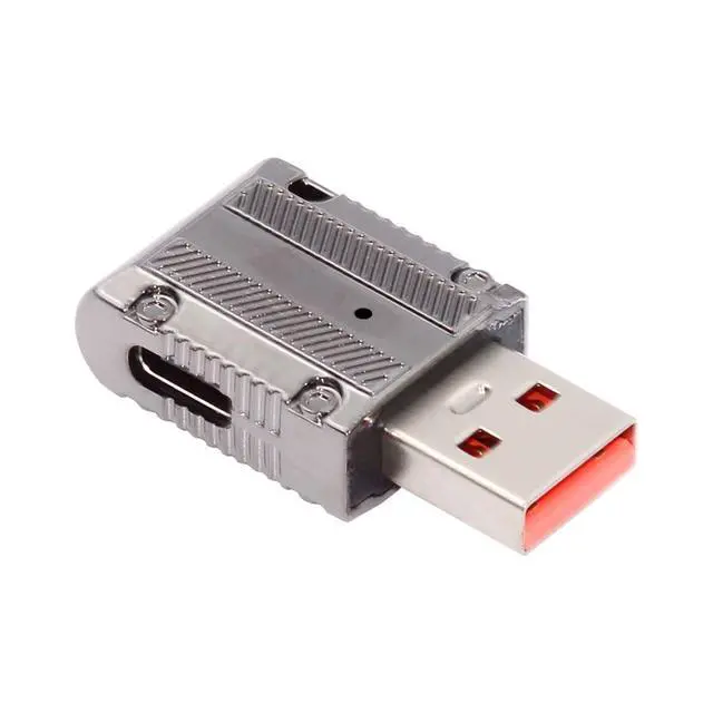 Alt view image 7 of 7 - USB C to USB 3.0 Data 10Gbps Power 120W Connector Adapter Mecha Cyberpunk Style 90 Degree Right Angled Slim Type