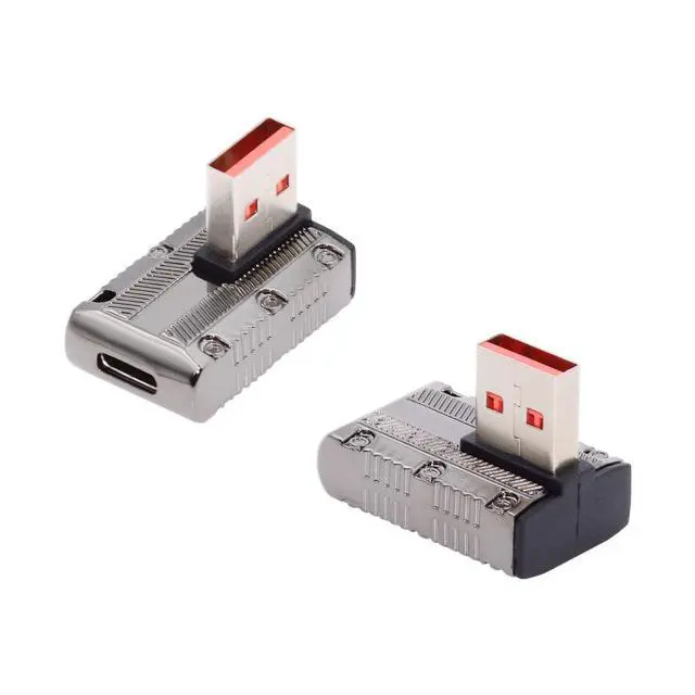 Alt view image 7 of 7 - USB C to USB 3.0 Data 10Gbps Power 120W Connector Adapter Mecha Cyberpunk Style 90 Degree Right Angled Low Profile Type