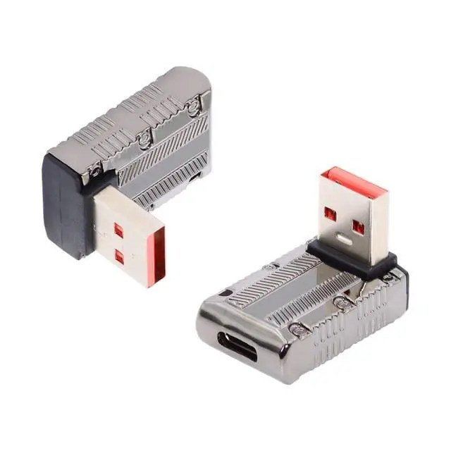 Alt view image 7 of 7 - USB C to USB 3.0 Data 10Gbps Power 120W Connector Adapter Mecha Cyberpunk Style 90 Degree UP Angled Low Profile Type