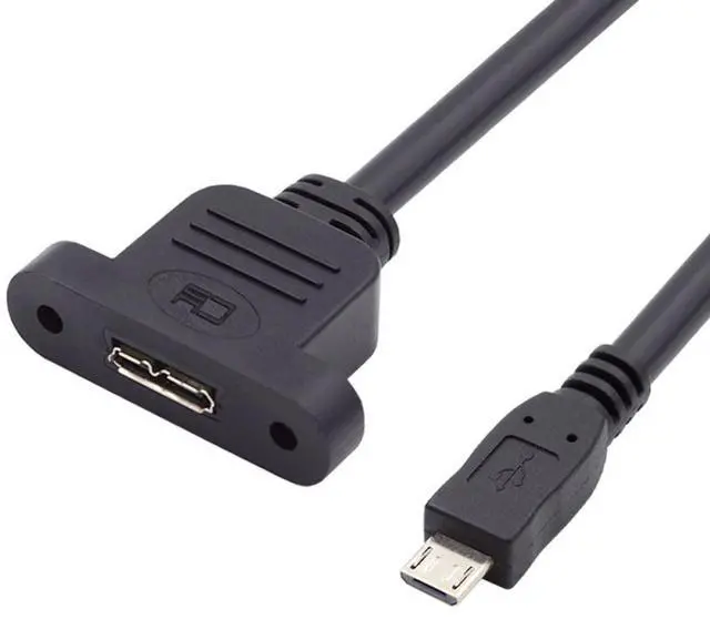 Main image of USB 3.0 Micro-B Female Screw Mount Type to Micro USB 2.0 5Pin Male Extension Cable 480Mbps