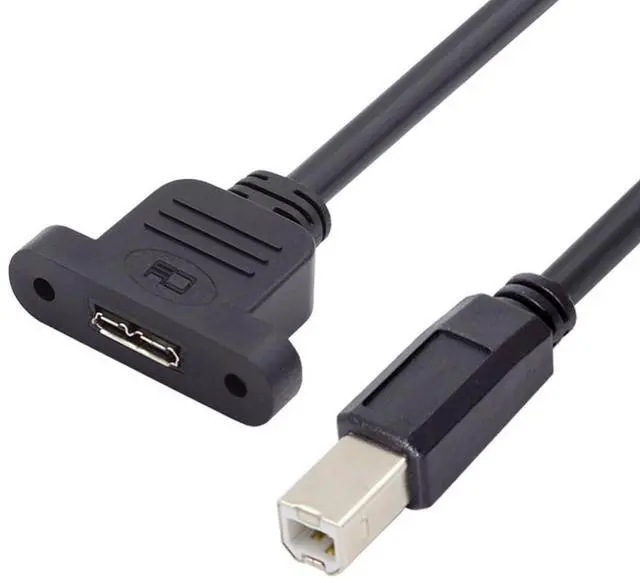 Main image of USB 3.0 Micro-B Female Screw Mount Type to USB 2.0 Type-B Male Extension Cable 480Mbps