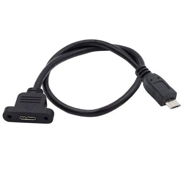 Alt view image 6 of 6 - USB 3.0 Micro-B Female Screw Mount Type to Micro USB 2.0 5Pin Male Extension Cable 480Mbps