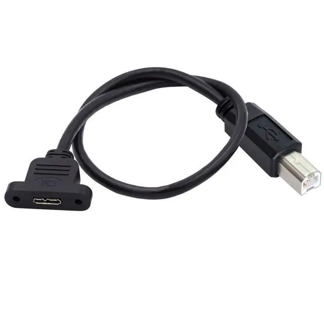 Alt view image 6 of 6 - USB 3.0 Micro-B Female Screw Mount Type to USB 2.0 Type-B Male Extension Cable 480Mbps