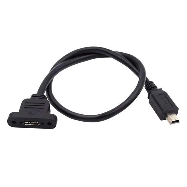 Alt view image 6 of 6 - USB 3.0 Micro-B Female Screw Mount Type to Mini USB 2.0 5Pin Male Extension Cable 480Mbps