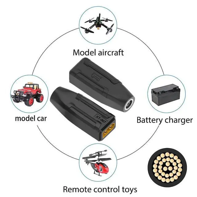 Alt view image 4 of 7 - XT60 to DC Adapter,DC 7.4x5.0mm Female to XT60 Male Bidirectional Charging Conversion Adapter for Aircraft Model/Car Model/Remote Control Toy/Battery Charger