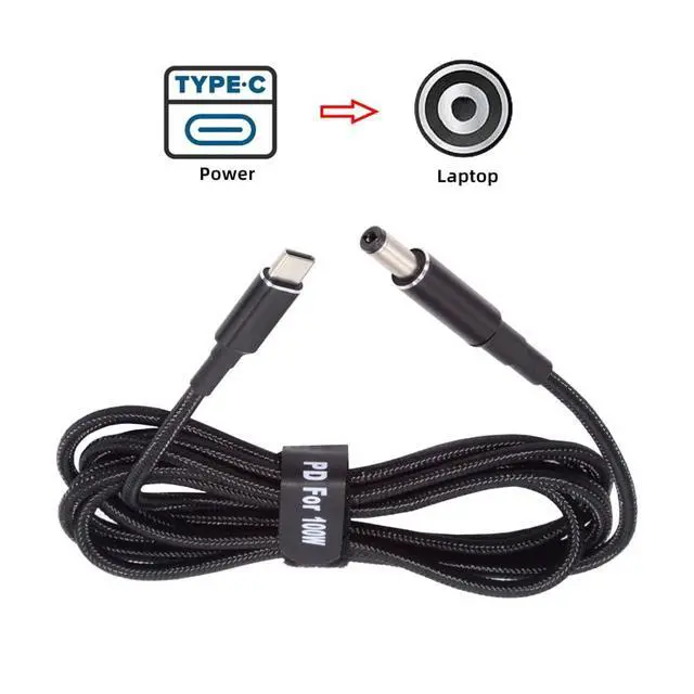 Alt view image 6 of 7 - Laptop Power Cable,USB C to DC 5.5x2.1MM PD 100W Fast Charging Nylon Braided Cable Compatible PD 65W 5.91FT/1.8M